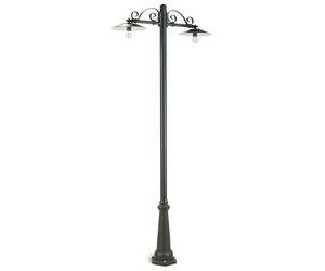 Struttura in pressofusione di alluminio ANTIQUE PALO ALTO DUE LUCI E27Dimensioni 100x30x h 234 cm Dima per il fissaggio a terra colore GRAFITE GRAFITE