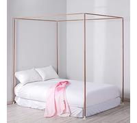 Struttura letto a baldacchino in metallo con staffa per zanzariera, facile da installare, in acciaio inox e venature del legno, adatta per materassi da 200 cm, supporto a quattro angoli, ideale per