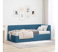 vidaXL Struttura Letto Angolare con Materasso 2 pz Blu Velluto