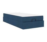 Struttura letto con materasso 2 pcs Blu Tessuto Modern Bed Frame with Medium Firm Foam Mattress and Storage Drawers, Upholstered Fabric Platform Bed with Soft Headboard, Easy Rooms, 90x190 cm