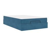 Struttura letto con materasso 2 pcs Blu Velluto Modern Upholstered Bed Frame with High Density Foam Mattress, Mid Firm Queen Size Platform Bed with Storage Drawers, Velvet Easy Assembly, 140x190cm
