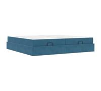 Struttura letto con materasso 2 pcs Blu Velluto Queen Size Bed Frame with Storage Drawers Upholstered Platform Bed High Density Foam Mattress Easy Assembly Modern Velvet Bedroom Furniture Set