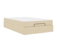 Struttura letto con materasso 2 pcs Crema Tessuto Upholstered Bed Frame with Medium Foam Mattress and Storage Drawers, Minimalist Platform Bed for Bedroom Living Room Guest Assembly, 120x200 cm