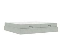 Struttura letto con materasso 2 pcs Grigio chiaro Velluto King Size Bed Frame with Storage Drawers High Density Foam Mattress Set Luxury Velvet Upholstered Platform Bed No Box Needed Easy Assembly