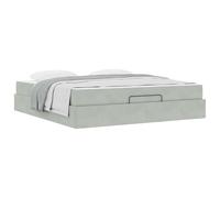 Struttura letto con materasso 2 pcs Grigio chiaro Velluto Velvet Upholstered Bed Frame with Drawers Queen Size 180x200cm High Density Foam Mattress Included Storage Platform Bed Room, Easy Assembly