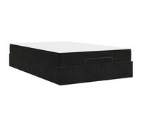 Struttura letto con materasso 2 pcs Nero Velluto, Modern Velvet Upholstered Bed Frame with Storage Drawers, High Density Foam Mattress, Easy Assembly, Compact Size 120 x 200 cm for Small Bedrooms