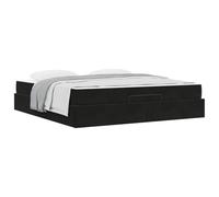 Struttura letto con materasso 2 pcs Nero Velluto Upholstered Bed Frame with Storage Drawers, High Density Foam Mattress Included, Queen Size 180x200 cm Platform Bed with Velvet Design for Bedroom