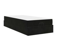 Struttura letto con materasso 2 pcs Nero Velluto Velvet Upholstered Bed Frame with High Density Foam Mattress, Single Bed with Storage Drawers, Modern Minimalist Design, Easy 90x200 cm, Black