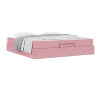 Struttura letto con materasso 2 pcs Rosa Velluto Queen Size Bed Frame with Velvet Upholstered Headboard High Density Foam Mattress Storage Drawers Easy Assembly Modern Design for Bedroom Pink