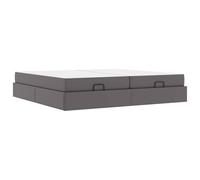 Struttura Letto con Materasso 2 Pezzi Grigio PVC Modern Bed Frame with High Density Foam Mattress and Underbed Storage, 203x200x43. 5 cm Twin XL Size Bed for Small Bedroom, with Matte Finish