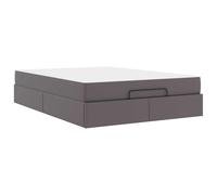 Struttura letto con materasso Altro 2 pcs Grigio PVC Double Bed Frame with High Density Foam Mattress Set, Modern Platform Bed with Storage Space, 140x200 cm Mattress Size, Easy Assembly