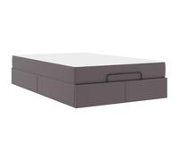 Struttura letto con materasso Altro 2 pcs Grigio PVC, Modern Bed Frame with High Density Foam Mattress, Upholstered Platform with Storage Space Under 120 x 190 cm Single Bed for Bedroom Guest Room