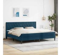 Struttura letto con materasso e testiera, velluto blu, 200 x 200 cm, materasso in schiuma fredda con rivestimento, rete a doghe ergonomica, base per dormire per camera da letto, letto per gli ospiti
