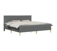 Struttura letto con materasso Grigio scuro 180 x 200 cm Tessuto Frame Bed Frame with Dark Grey Fabric Upholstered Headboard and Foam Mattress Set, Modern Platform Bed with 206 184 96 280 kg Capacity