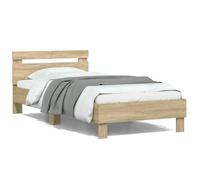 Struttura Letto con Pannello Posteriore Rialzato, Base con Piattaforma in Derivati del Legno con Doghe in Compensato per Camera da Letto, Camera degli (100X200 centimetri)