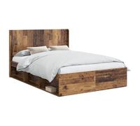Struttura letto con stoccaggio e testiera 3 pezzi in legno ingegnerizzato, telaio con contenitore laterale testata a doghe, base robusta per camera da letto e 140 supporto, facile montaggio