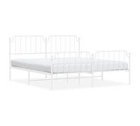 Struttura letto con testiera e pediera in metallo - Bianco 183 x 213 cm - Telaio stabile per un sonno riposante - Montaggio facile - Ideale per camera da letto