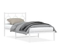 Struttura letto con testiera - Letto in metallo bianco 90 x 200 cm - Design moderno per camera da letto - Sospensione stabile e durevole - Montaggio semplice