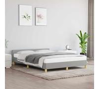 Struttura Letto con Testiera, Tessuto Grigio Chiaro, Base con Doglie di Compensato, Design Moderno, rete letto, letto matrimoniale, per Camera da Letto Adulti e Giovani, Grigio Chiaro, 140x200 cm