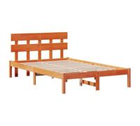Struttura Letto in Legno Massello di Pino, Marrone Cerato, Moderna e Durevole, 140x190 cm, Montaggio Facile, Perfetta per Camera da Letto