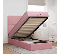 Struttura Letto Pouf con Materassi Rosa 80x200 cm Velluto