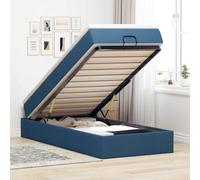 Struttura Letto Pouf con Materasso Blu 80x200 cm in Tessuto