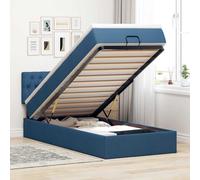 Struttura Letto Pouf con Materasso Blu 80x200 cm in Tessuto