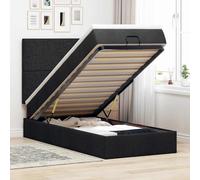 Struttura Letto Pouf con Materasso Nero 80x200 cm in Tessuto