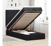 Struttura Letto Pouf con Materasso Nero 90x190 cm in Tessuto