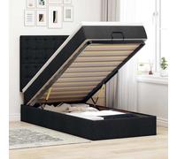 Struttura Letto Pouf con Materasso Nero 90x190 cm in Tessuto