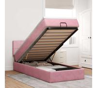 Struttura Letto Pouf con Materasso Rosa 80x200 cm Velluto