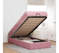 Struttura Letto Pouf con Materasso Rosa 90x200 cm in Velluto