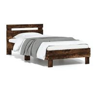 Struttura per letto in legno massello, 90 x 190 cm, con testiera, effetto legno massiccio per camera da letto, sospensione stabile, facile da montare, design moderno per un sonno riposante