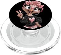 Struzzo uccello ragazza segno della pace occhiali rosa Kawaii Pop Graphic PopSockets PopGrip per MagSafe