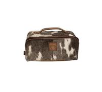 STS Ranchwear Elise - Borsa per il trucco da donna, in vera pelle pieno fiore, portatile, resistente, compatta, da viaggio, con cerniera, Marrone, Taglia unica