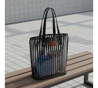 STSFXIF Borsa Mare Borsa da Passeggio Shopper in Pvc Trasparente Impermeabile Aspetto Jelly Alta Capacità Fondo Retinato Perfetta per Ufficio Piscina Shopping Feste
