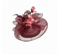 STSFXIF Fermaglio per Capelli Elegante con Base Rotonda Leggera Stratificata per Abbigliamento da Sposa Cerimonie Religiose Eventi di Classe, Rosso Vino
