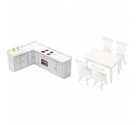 STSFXIF Set e Sala da Pranzo in Miniatura 1:12 Stabile Kit in Miniatura con Sedie e Accessori Robusto per Gioco Immaginativo, Bianco