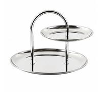STSFXIF Vassoio Frutta Acciaio Inox a Due Livelli Moderno Vassoio a Due Ripiani in Acciaio Inox Elegante Piatto Servitù Doppio Livello per