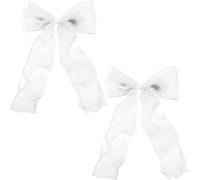 STSTR 2 fermagli per capelli grandi con fiocco in filo di seta bianca, da donna, eleganti, a coda lunga, accessori per capelli francesi, per matrimoni, feste, festival, stile 4