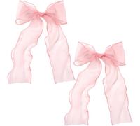 STSTR 2 fermagli per capelli grandi con fiocco rosa in filato di seta, da donna, eleganti, a coda lunga, accessori per capelli francesi, per matrimoni, feste, festival, stile 4