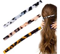 STSTR 3 fermagli per capelli francesi da donna, 11,4 cm, piccolo guscio di tartaruga, curvi, lucidi, sottili, accessori per capelli piatti da donna, 3 colori, stile 4