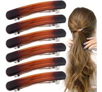STSTR 6 fermagli per capelli francesi da donna, 6 pezzi, 6 cm, piccole conchiglie di tartaruga, curvi, lucidi, sottili, accessori per capelli piatti da donna, ambra, stile ovale