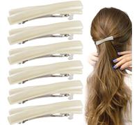STSTR 6 fermagli per capelli francesi da donna, 6 pezzi, 6 cm, piccole conchiglie di tartaruga, curvi, lucidi, sottili, accessori per capelli piatti da donna, colore bianco, stile incrociato