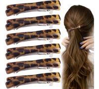 STSTR 6 fermagli per capelli francesi da donna, 6 pezzi, 6 cm, piccoli fermagli per capelli a guscio di tartaruga, curvi, lucidi e sottili, accessori per capelli piatti da donna, colore leopardato