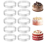 Sttejlbho 10 Pezzi Anelli per Crostate Circolari con Fori nel Acciaio Torta di Frutta Quiche Torta Mousse Stampo Cucina Stampo da Forno 10 Cm