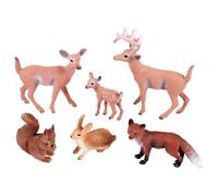 Sttejlbho 6 Pezzi Animali del Bosco Figure Creature della Figurine Scoiattolo Cervi Coniglio Famiglia Figurine Giocattoli nel Miniatura