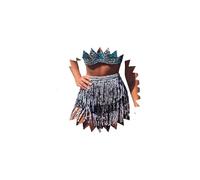 Sttiafay Sciarpa per danza del ventre, con paillettes e nappe, gonna per danza del ventre, per festival e performance rave, da donna, Black-silver, Taglia unica