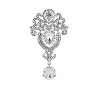 Sttiafay Spilla di strass penzolante Testa di bellezza di cristallo Spilla cava Spilla enorme Spilla di dichiarazione Gioielli da sposa per le donne