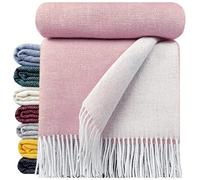 STTS International Coperta in lana vergine al 100%, disponibile in diversi colori, copriletto, plaid in lana vergine Tirol, rosa, 140 x 200 cm